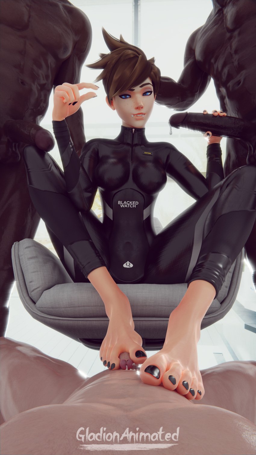 1girls 3boys 3d 3d_(artwork) big_feet big_penis black_body black_nails black_penis black_toenails blacked blacked_clothing blender blender_(software) blue_eyes bodysuit breasts brown_hair cheating cheating_female cuckold cuckold_pov cuckolding cum dark-skinned_male dark_hair dark_skin eye_contact feet foot_fetish footjob gesture gladionanimated hand_on_penis handjob interracial large_penis male muscular muscular_male nail_polish nails netorare ntr overwatch overwatch_2 pale-skinned_female pale_skin petite pinching_gesture premature_ejaculation queen_of_spades saliva size_comparison size_difference size_play size_queen skin_contrast sloppy small_penis small_penis_gesture small_penis_humiliation tight_clothing tracer