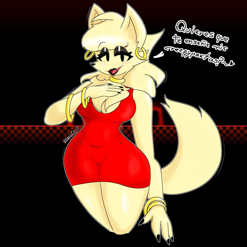 1:1 1girls 2023 4_fingers black_background black_eyes black_lipstick black_nose breasts clothed clothes earrings eyebrows female female_only hair lipstick oc red_shirt redbromer redbromer_td rule_63 shirt simple_background solo solo_female tail teeth text yellow_fur yellow_skin yellow_tail