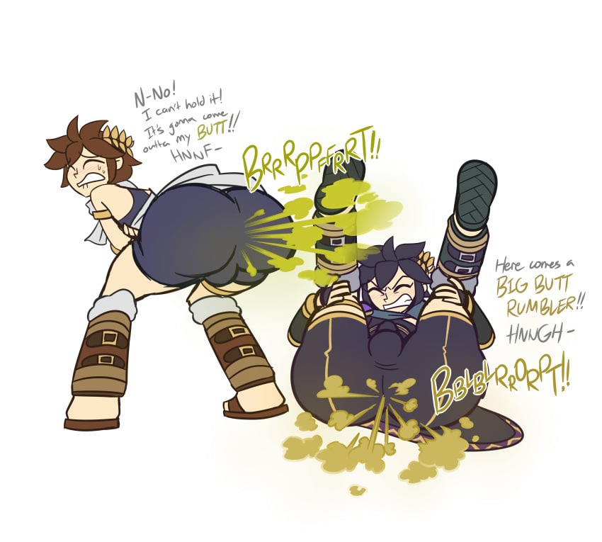 2boys alttenn ass backsack balls big_ass big_butt big_thighs black_hair brown_hair bulge commission dark_pit dialogue enormous_ass enormous_butt enormous_fart fart fart_cloud fart_fetish farting farting_at_viewer farts fat_thighs femboy femboy_on_femboy gassy_male genital_bulge grabbing_thighs kid_icarus kid_icarus_uprising loud_fart male male_fart male_only nintendo oddtenn onomatopoeia penis pit_(kid_icarus) smelly_butt stinky_butt straining teeth_clenched tenuousoddity text thick_ass thick_butt thick_thighs tight_clothing tight_shorts white_skin yoshizilla