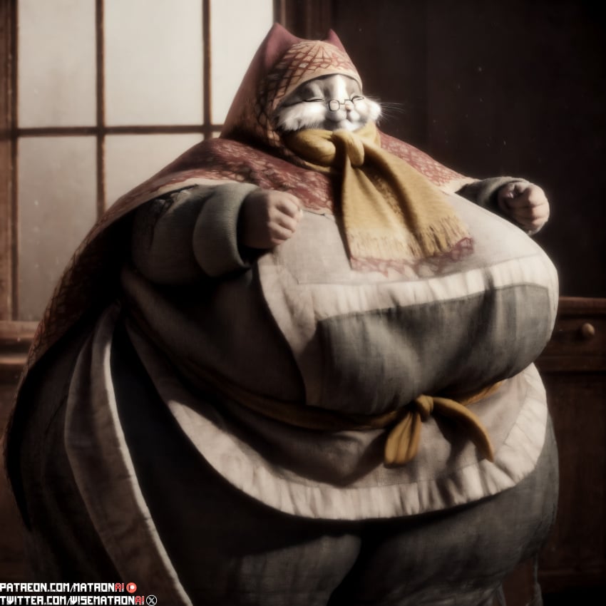 4k ai_generated anthro bbw big_breasts big_breasts breasts capcom fat feline felyne female female_only furry gilf grammeowster_chef granny highres large_breasts matronai_(artist) mature mature_female mature_woman monster_hunter monster_hunter_world obese obese_anthro obese_female old older_female patreon patreon_username pinup ssbbw stable_diffusion thick thick_thighs twitter_username video_game video_games wide_hips