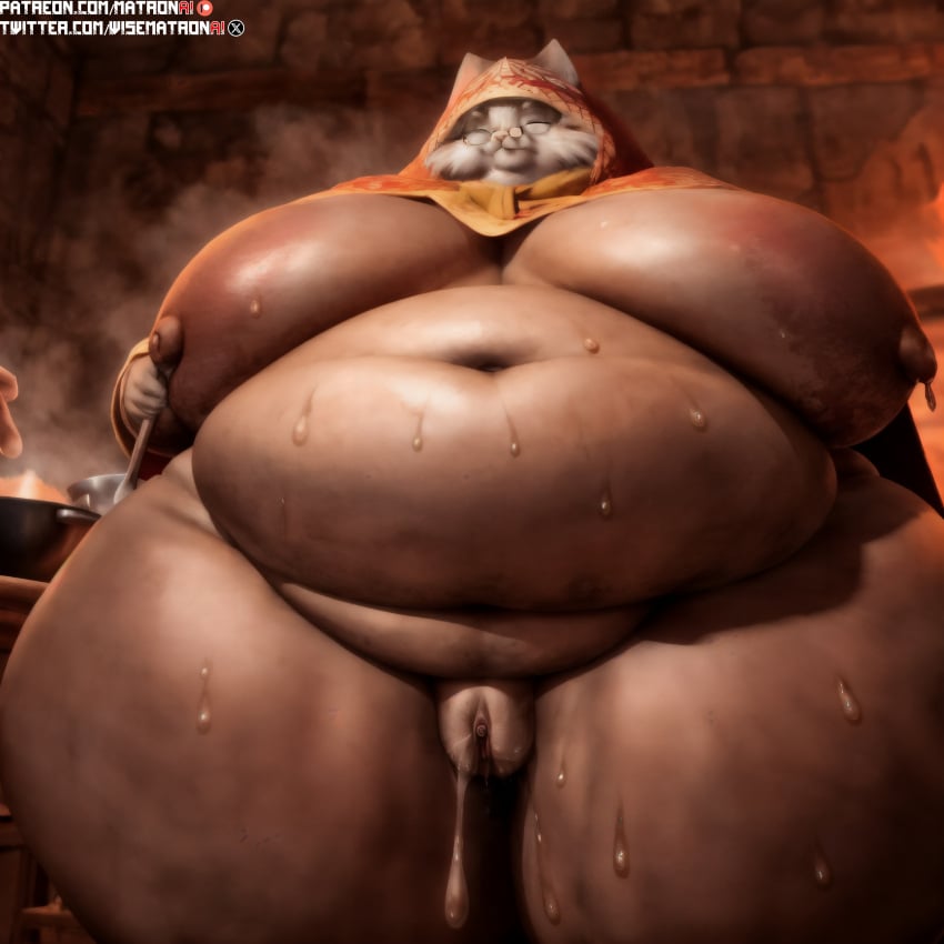 4k ai_generated anthro bbw belly big_belly big_breasts big_breasts breasts capcom fat feline felyne female female_only furry gilf grammeowster_chef granny highres large_breasts matronai_(artist) mature mature_female mature_woman monster_hunter monster_hunter_world navel nude nude_female obese obese_anthro obese_female old older_female patreon patreon_username pinup pussy ssbbw stable_diffusion sweat sweating thick thick_thighs twitter_username video_game video_games wide_hips