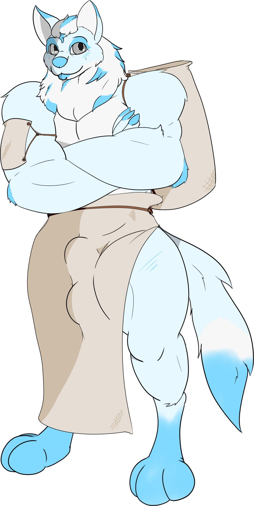 2022 absurd_res anthro blue_body blue_ears blue_fur blue_hair blue_tail bulge bulge_under_clothes canid canine canis clothing fur grey_body grey_clothing grey_ears grey_fur grey_tail hair hi_res male mammal sheath_bulge solo succubusbnny tail white_body white_ears white_fur white_hair white_tail wolf