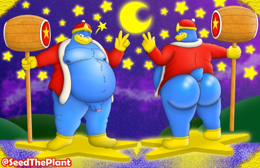 absurd_res anthro anus ass avian big_butt bird chubby_male duo hi_res king_dedede kirby_(series) male male/male nintendo seedtheplant_(artist) solo