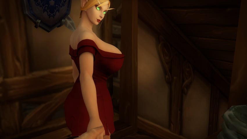 big_breasts big_breasts blood_elf blood_elf_female clothed dress holding_hand imminent_sex kaelatheelf kaelscorner leading pov warcraft world_of_warcraft