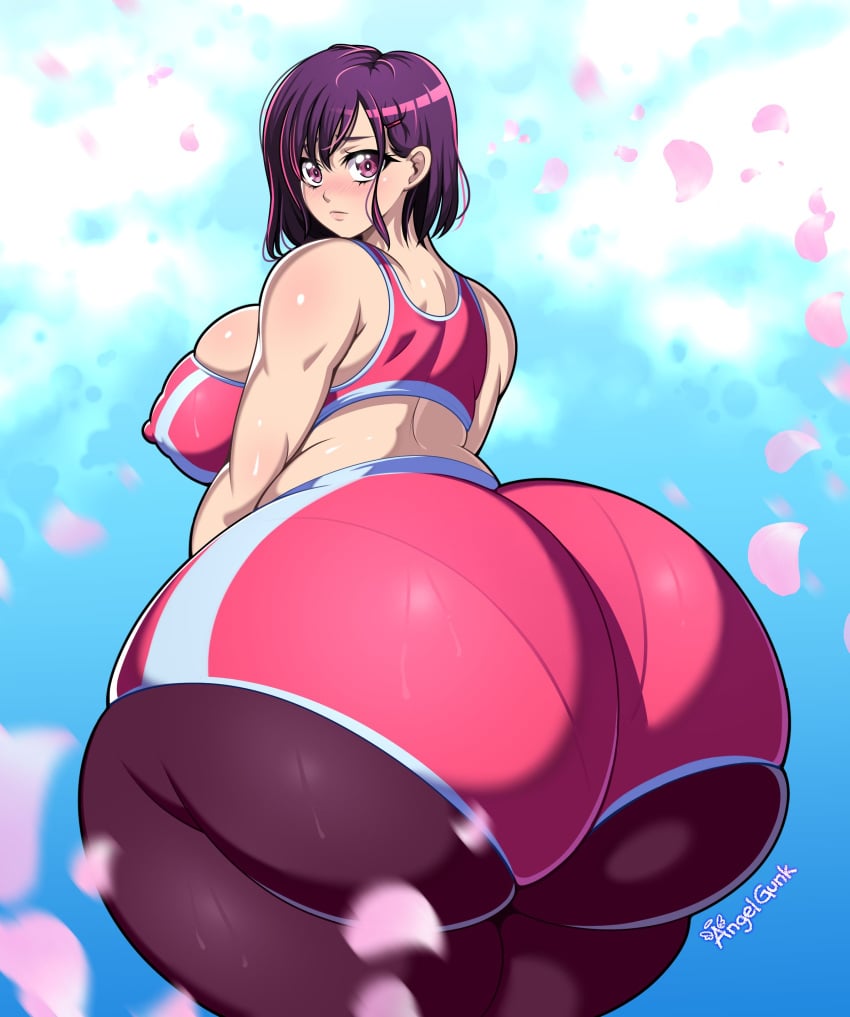 1girls 2023 absurd_res angelgunk artist_name ass breasts curvaceous curvy dumptruck_ass female female_focus gigantic_ass hips huge_ass huge_breasts huge_thighs hyper hyper_ass looking_at_viewer looking_back massive_ass mikazuki_shizuka nipple_bulge short_hair solo solo_female solo_focus thick_thighs thighs voluptuous wide_hips zom_100_zombie_ni_naru_made_ni_shitai_100_no_koto