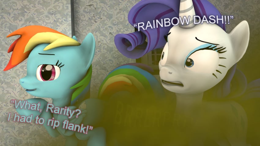 2girls 3d 3d_(artwork) anus ass blue_body blue_eyes blue_fur duo equid equine eyelashes fart fart_cloud fart_fetish female female_only feral feral_only friendship_is_magic hasbro horn mammal my_little_pony neonthebatty pegasus purple_hair pussy rainbow_dash_(mlp) rainbow_hair rainbow_tail rarity_(mlp) source_filmmaker tail unicorn white_body white_fur wings