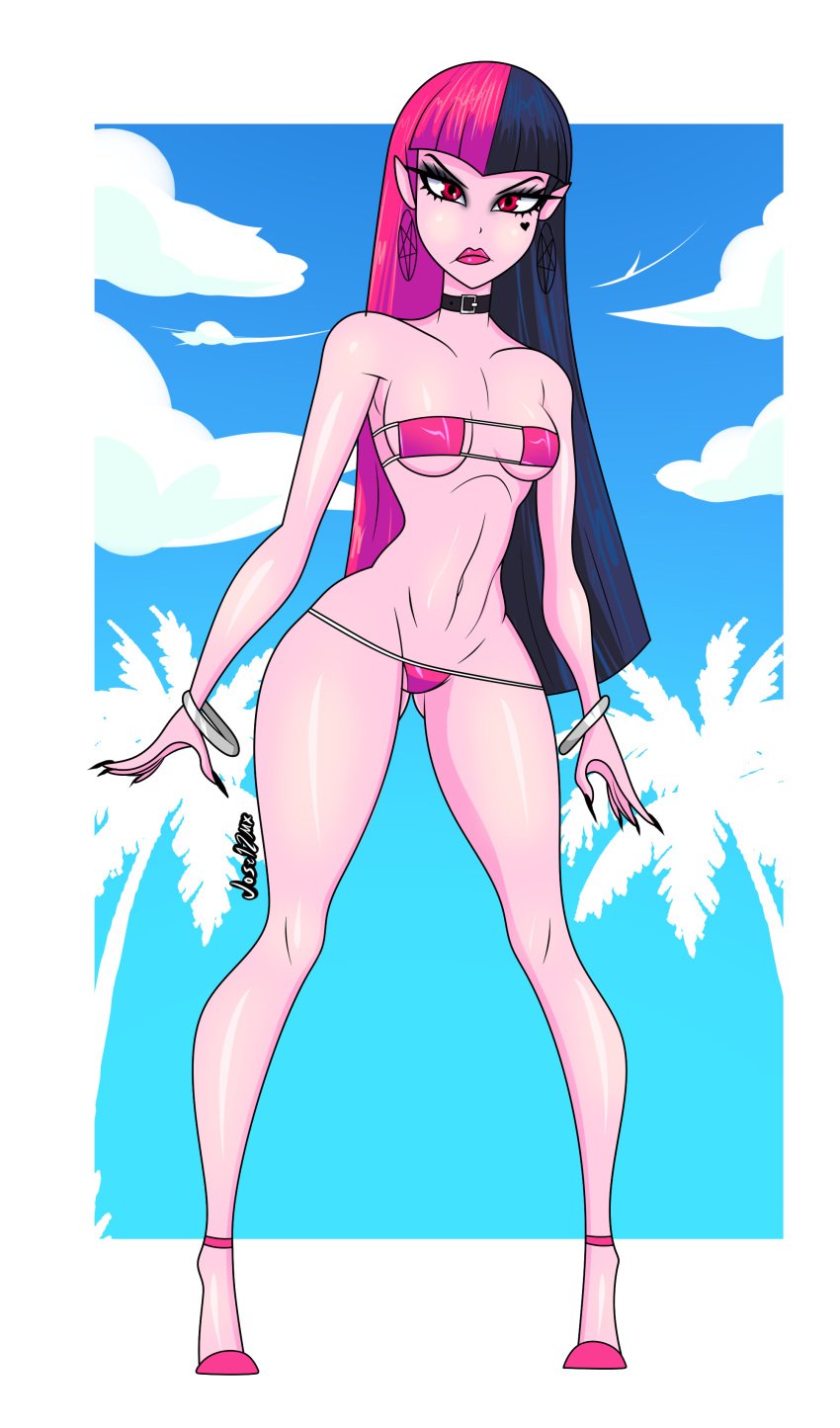 angry_face bikini draculaura draculaura_g3 e-girl egirl female furious goth goth_girl high_heels jose12mexico minimalist_background monster_high monster_high_g3 simple_background skinny skinny_girl small_bikini small_breasts taller_girl tiny_bikini vampire vampire_girl