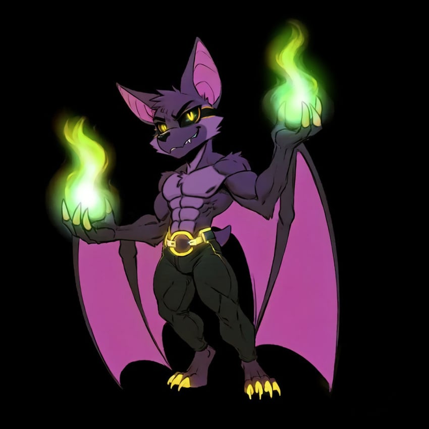 ai_generated anthro bat batsloth chiropteran lord_sarloc mammal muscular_male oc purple_fur sarloc sloth