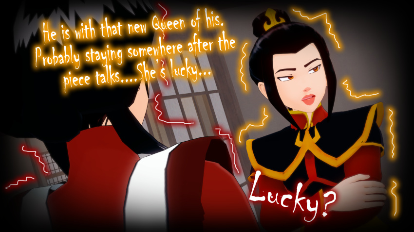 2girls avatar_legends avatar_the_last_airbender azula comic comic_panel dialogue diavud english english_dialogue english_text female female_focus female_only fire_nation mai_(avatar) noblewoman princess royalty text