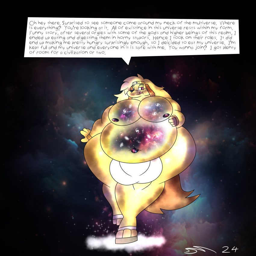 2020s 2024 absurd_res anthro canid canine canis cosmic cosmic_background cosmic_flesh cosmic_fur cosmic_hair deity dirtymac divine domestic_dog ethereal_hair hi_res invalid_tag male male_pred mammal overweight overweight_anthro overweight_male