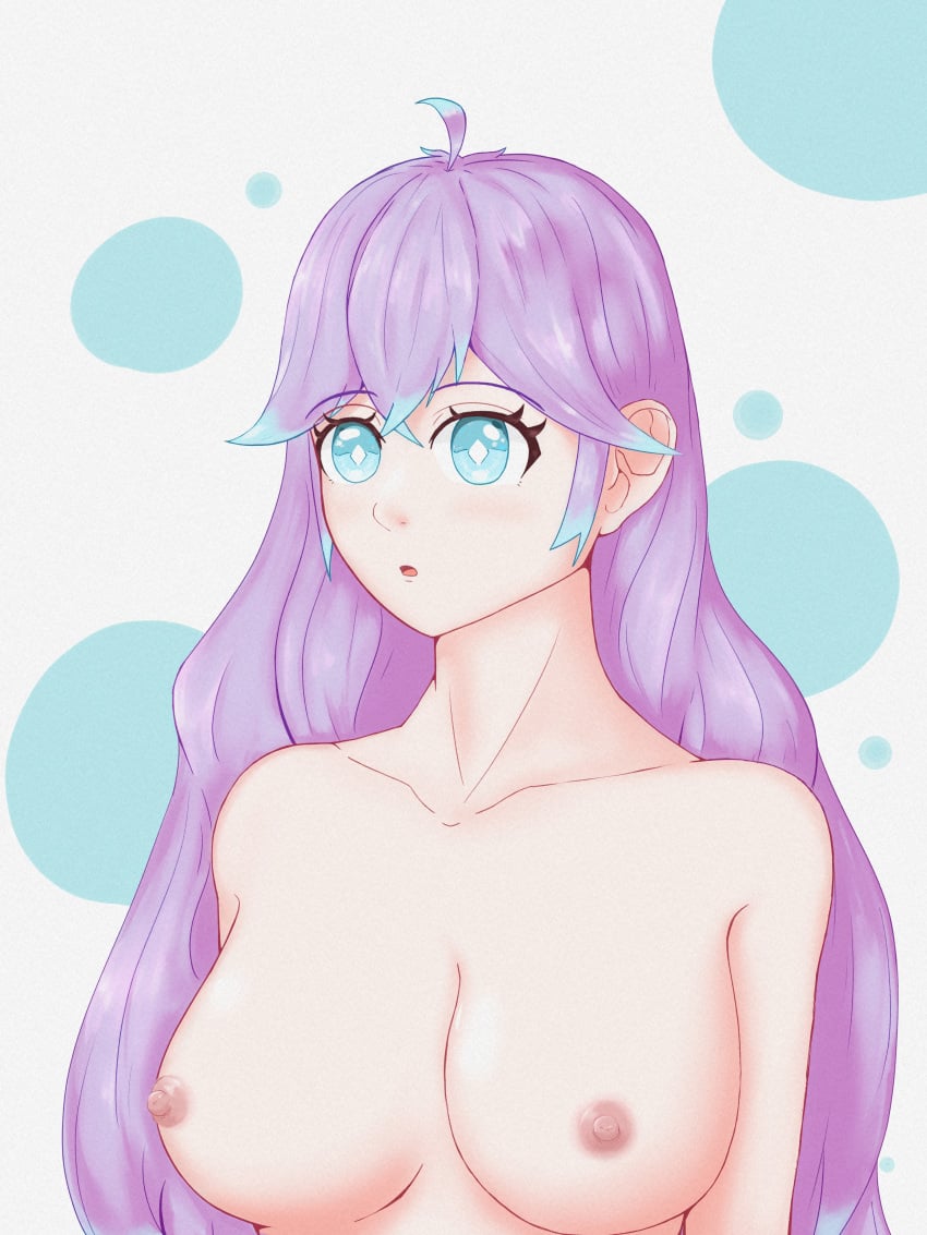 1girls big_breasts blue_eyes breasts female im_tim nipples nude nude_female oc purple_hair stella_(imtim) topless