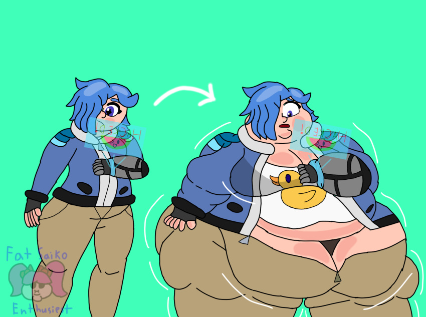 breasts fat glitch_productions hacked obese obese_female overweight overweight_female smg4 solo solo_female solo_only tari_(smg4) weight_gain