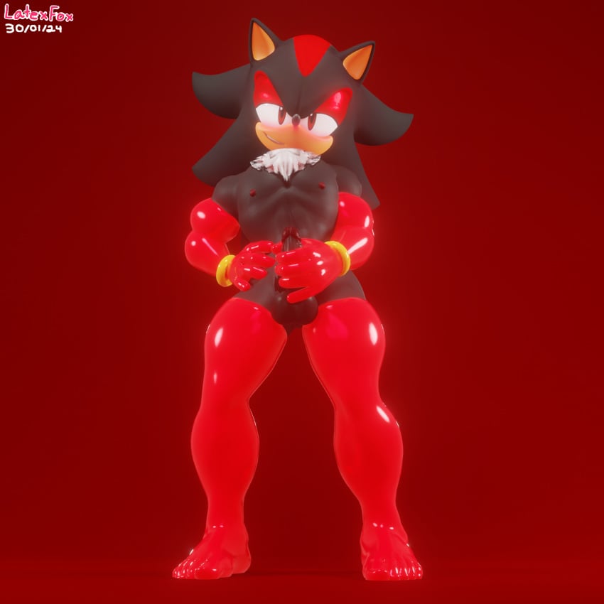 3d black_fur blender blender_eevee eggsaladsandwich elbow_gloves eyeshadow femboy gloves holding_penis latex male red_eyeshadow self_upload shadow_the_hedgehog solo sonic_(series) sonic_the_hedgehog_(series) tagme thighhighs