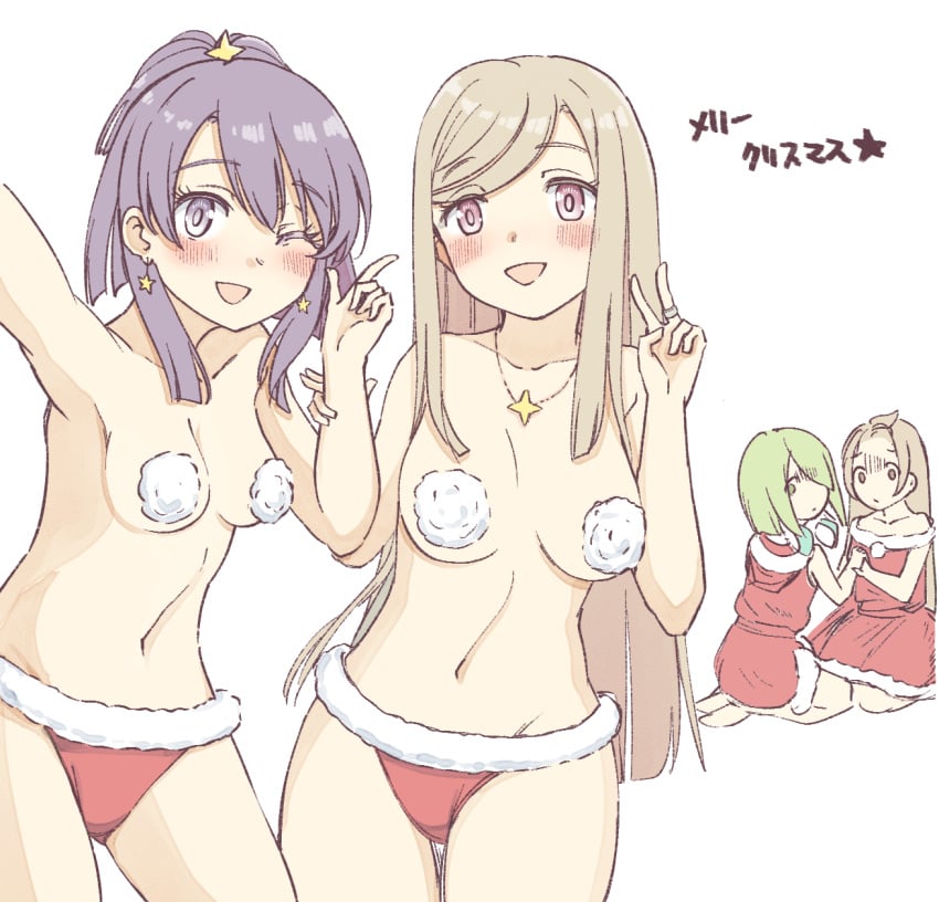 2021 4girls absurd_res absurdres aika_himena alexandra_kurusu azumi_hagumu big_breasts breasts christmas christmas_outfit high_resolution highres human human_only kurusu_alexandra light-skinned_female light_skin looking_at_viewer magia_record:_mahou_shoujo_madoka_magica_gaiden magical_girl mahou_shoujo_madoka_magica medium_breasts miyabi_shigure multiple_girls puella_magi_madoka_magica sansho_mesp santa_costume santa_hat simple_background smile smiling smiling_at_viewer white_background young yuri