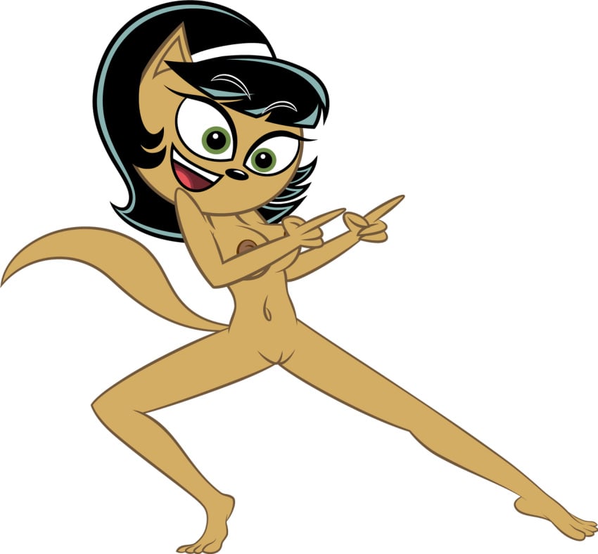 1girls accurate_art_style anthro black_hair completely_naked_female felid feline female full_body full_color fur green_eyes hi_res kitty_katswell legs naked navel nickelodeon nipples open_mouth paramount_pictures pos pussy shagggy1987 smile solo t.u.f.f._puppy tagme tail uncensored uncensored_vagina white_background