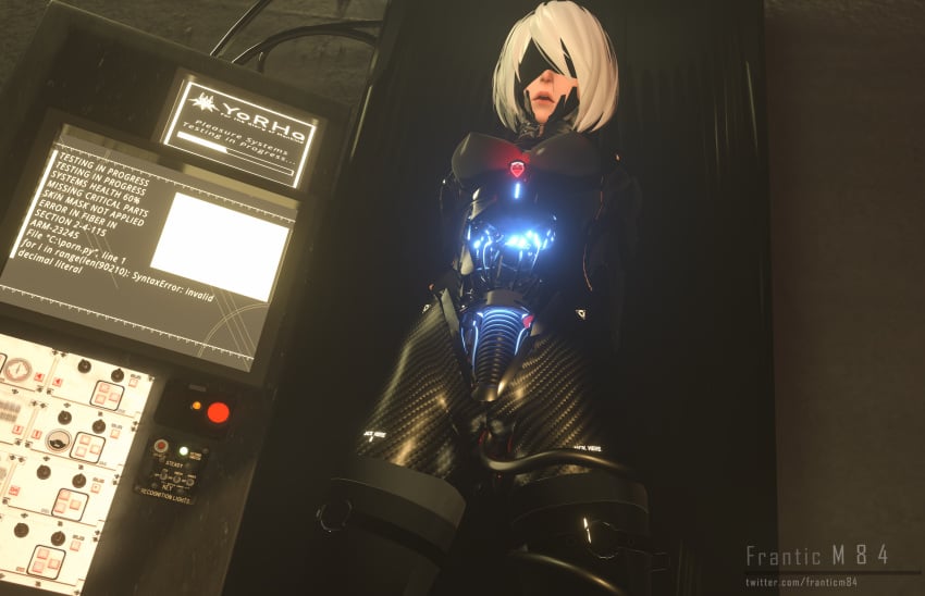 blindfold computer franticm84 nier:_automata nude robot robot_humanoid tentacle vagina vaginal_penetration yorha_2b