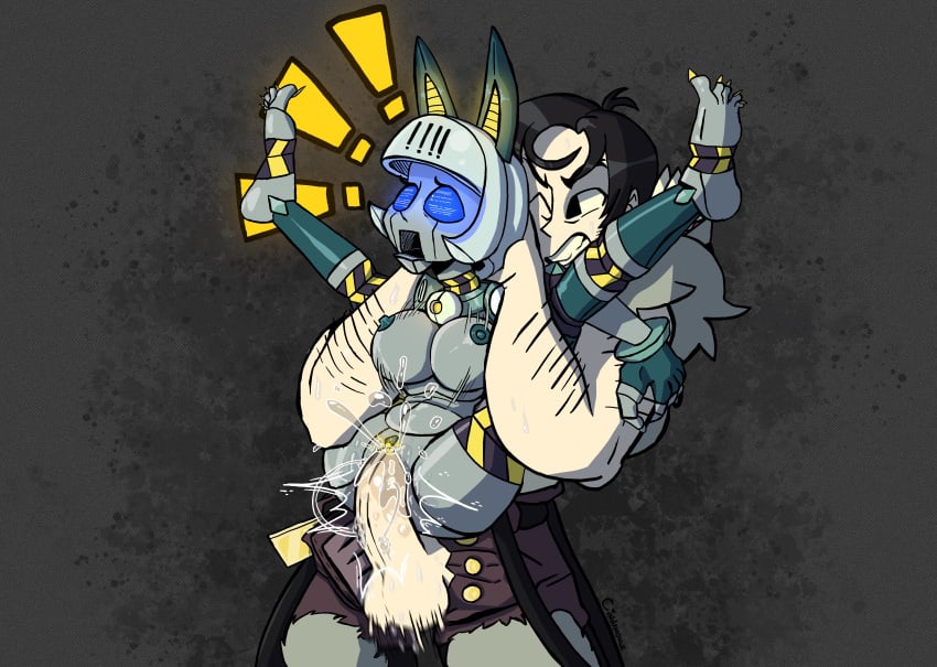 !!! 1boy 1girls balls beowulf_(skullgirls) big_penis breasts cinnamonnespice error female full_nelson full_nelson_(legs_held) full_nelson_vaginal human male robo-fortune robot robot_girl skullgirls standing_full_nelson vaginal_penetration video_games