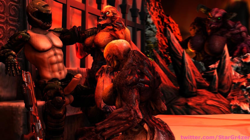 3d ass baron_of_hell_(doom) breasts demon_girl doom doom_slayer_(doom) half_naked hell hell_knight_(doom) imp_(doom) interspecies naked penis penis_out source_filmmaker starrylewds_(artist) video_games watermark