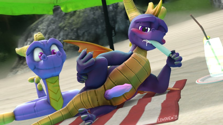 activision blush claws dragon feral genitals hi_res lewdview looking_at_viewer male penis presenting scalie smile smiling_at_viewer solo spyro spyro_the_dragon wings