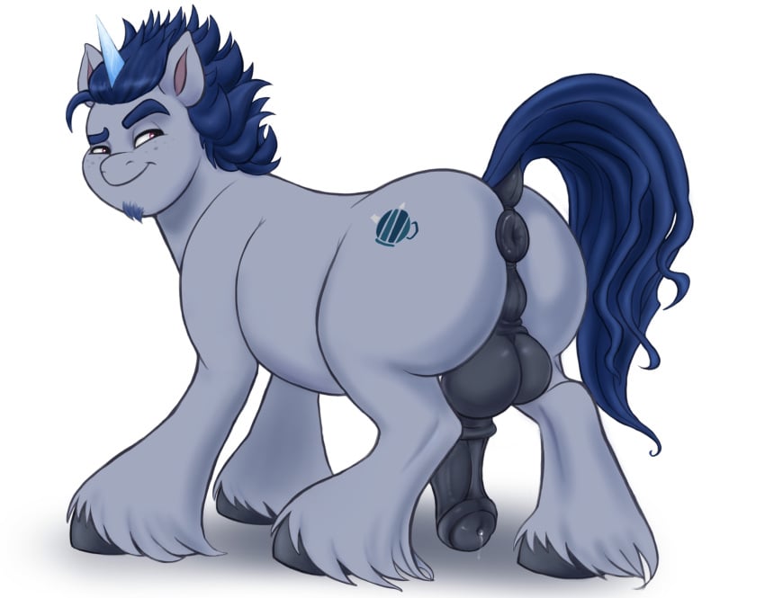 aged_down all_fours alphabittle_blossomforth_(mlp) animal_genitalia animal_penis anus ass balls big_balls big_butt big_penis blue_hair bodily_fluids carminecat chubby_feral chubby_male cutie_mark digital_media_(artwork) dock draft_horse equid equine equine_anus equine_genitalia equine_penis eyebrows facial_hair feral fetlocks fluffy fluffy_tail freckles full-length_portrait fur genital_fluids genitals grey_body grey_fur hair half-erect hasbro hi_res hooves horn horse leg_tuft lidded_eyes looking_back male mammal mane mlp_g5 musclegut muscular muscular_feral muscular_male my_little_pony penis perineum pony portrait precum presenting presenting_anus presenting_hindquarters puffy_anus raised_tail rear_view simple_background slightly_chubby smile smirk smug smug_face solo standing tail thick_eyebrows thick_thighs tuft unicorn white_background wide_hips