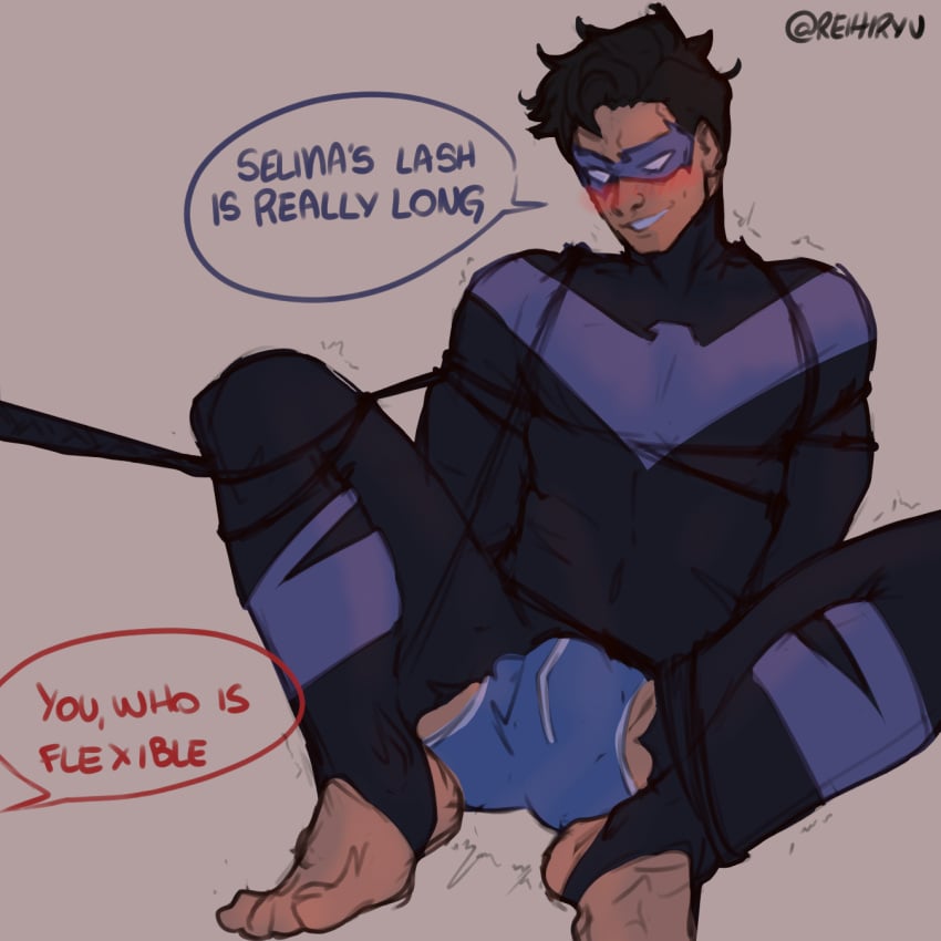 bara dc dc_comics dick_grayson erection gay lad legs_held_open male male_only mask masked_male multiple_boys muscles naked nightwing penis reihiryu sex spread_legs superhero tagme uncensored verbal yaoi