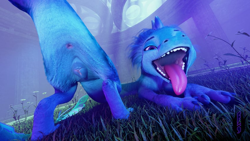 16:9 1girls 3d 4k absurd_res animal_genitalia animal_pussy anus aquatic_dragon blackjack3d blue_body canine_genitalia canine_pussy detailed_background digital_media_(artwork) disney dragon eastern_dragon female female_only feral fur genitals grass hi_res horn looking_at_viewer marine mouth_shot mythology open_mouth outside plant pussy raya_and_the_last_dragon sisu_(ratld) solo tail teeth throat tongue tongue_out widescreen