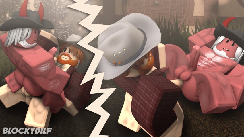 2boys 3d blockydilf cowboy daddy demon farmer forest gay hairy hairy_chest male_only ranch roblox robloxian tagme