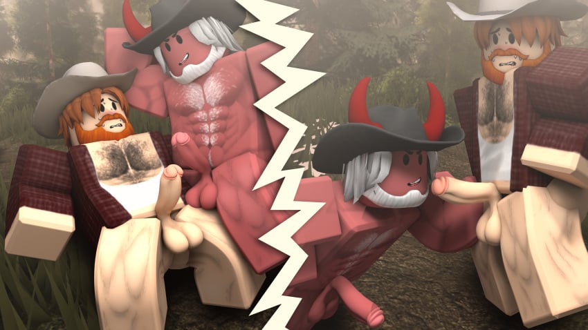 2boys 3d blockydilf cowboy daddy demon gay hairy hairy_chest horns male_only ranch roblox robloxian tagme