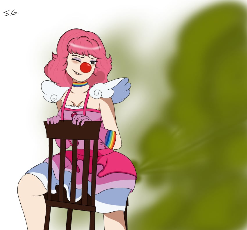 1girls clothed clown clown_girl fart geiru_toneido sitting smelliegas