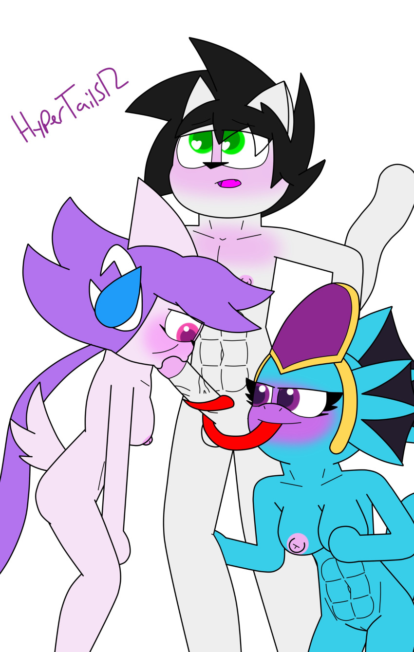 anthro aquatic_dragon blowjob dragon female female_protagonist freedom_planet freedom_planet_2 hypertails12 male merga oc sash_lilac threesome video_games water_dragon