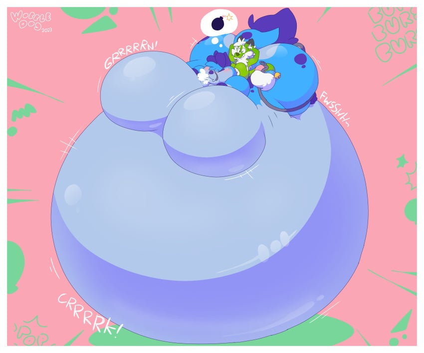 about_to_burst air_inflation air_tank anthro azule_(jiggledoggle) blimp female forced_inflation huge_ass huge_belly huge_breasts inflated_belly inflation jiggledoggle leaking_air massive_belly tied_mouth