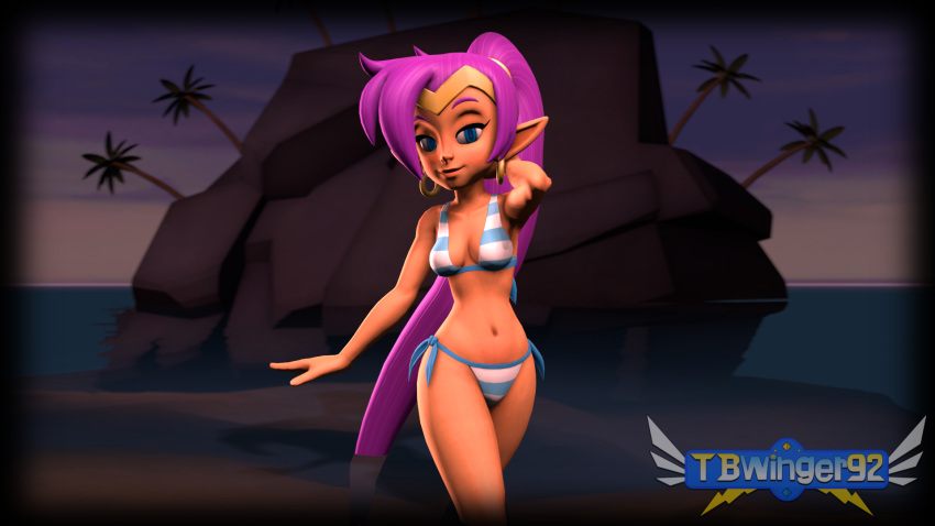 1girls 3d bikini female female_only female_protagonist half-closed_eyes looking_at_viewer shantae shantae_(character) solo tbwinger92 video_games