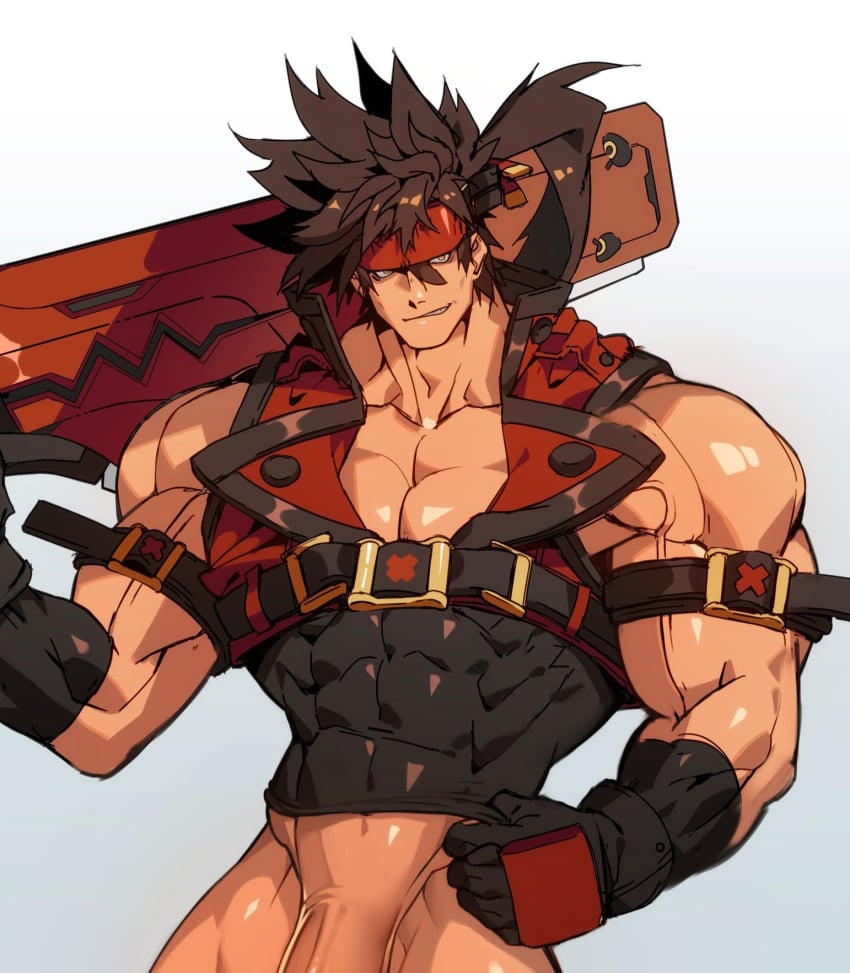 balls bara flaccid guilty_gear male male_only muscles muscular na_insoo pantsless penis rennik sol_badguy solo solo_male