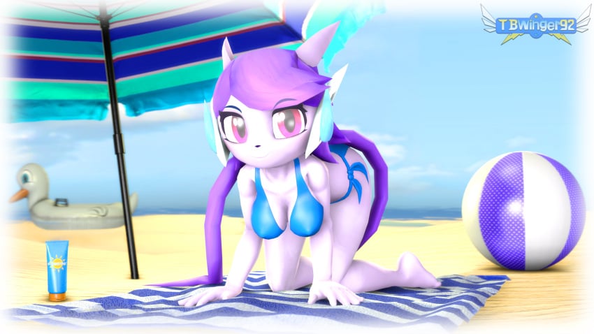 anthro aquatic_dragon beach bikini dragon female female_protagonist freedom_planet freedom_planet_2 looking_at_viewer sash_lilac tbwinger92 video_games water_dragon