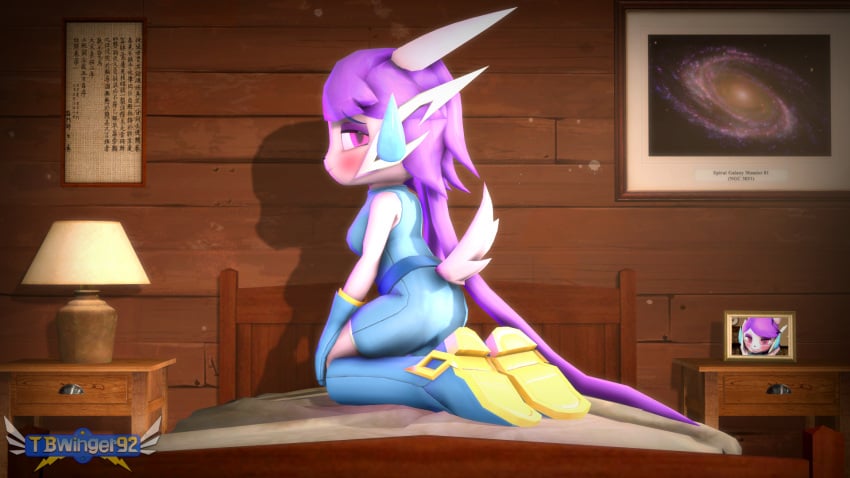 anthro aquatic_dragon blush dragon female female_protagonist freedom_planet freedom_planet_2 half-closed_eyes looking_at_viewer looking_back_at_viewer sash_lilac tbwinger92 video_games water_dragon