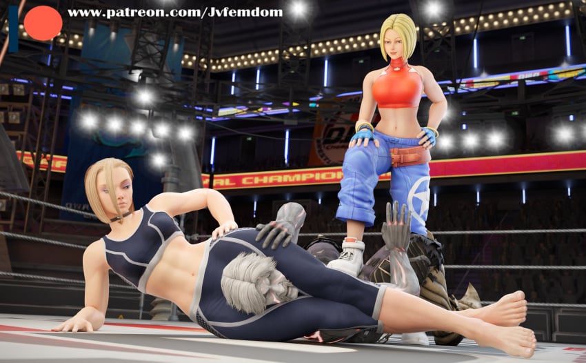 2girls 3d 3d_(artwork) absurdres asphyxiation ballbusting barefoot beaten blender blonde_hair blue_mary boots calves cammy_white capcom cervantes_de_leon choke_hold choker choking confident cropped_torso crush crushing dominant dominant_female domination dominatrix feet female_domination femdom fight fighting fighting_pose fighting_ring fingerless_gloves foot_fetish hand_on_thigh head_between_legs head_between_thighs headscissor headscissors helpless highres humiliated humiliation jvfemdom king_of_fighters leg_lock leglock legs loose_clothes loose_pants malesub midriff muscular muscular_calves muscular_legs muscular_thighs red_face scissorhold short_hair smug smug_face sneakers soul_calibur spandex squeezing stepped_on stepping_on_genitals stepping_on_penis stomp stomping street_fighter street_fighter_6 submission thick_ass thick_thighs thighs toes trample trampling voluptuous voluptuous_female white_hair white_shoes white_sneakers wrestling