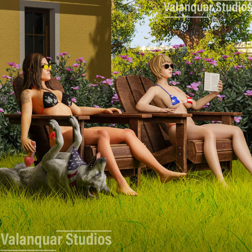 3d bikini canine family_dog handjob knot mother_and_daughter outdoors sneaky summer valanquarstudios zoophilia