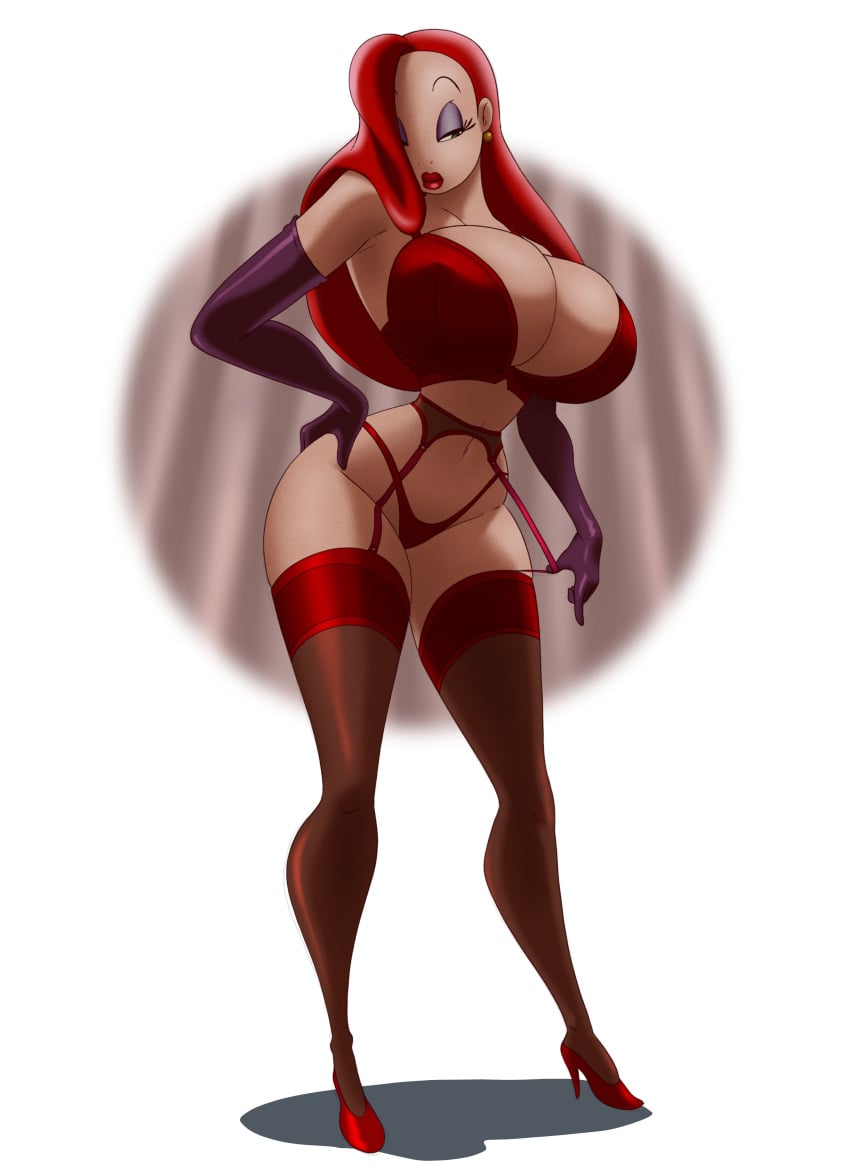 1girls 2d ass big_ass bra coolerinker dat_ass female female_focus female_only garter_straps hair_over_one_eye high_heels inker_comics inkershike jessica_rabbit lingerie looking_at_viewer red_hair red_high_heels sideboob solo stockings thick_thighs thighs underwear who_framed_roger_rabbit