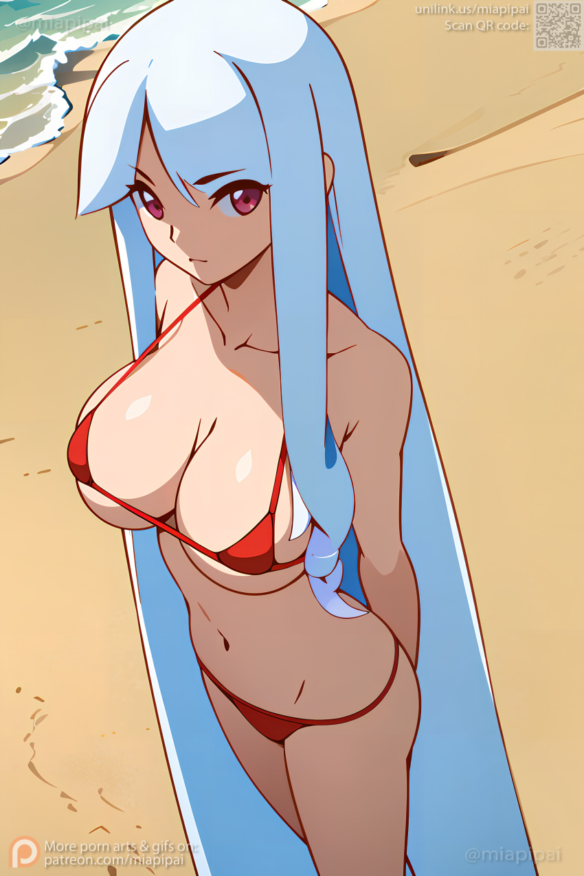 1girls 2023 ai_generated anime_style artist_name bare_shoulders before_sex belly big_breasts breasts cartoon_style female female_focus female_only front_view hi_res katanagatari long_hair looking_at_viewer miapipai navel nude nude_female one_girl patreon pov pov_eye_contact purple_eyes self_upload sensual stable_diffusion swimsuit togame twitter white_hair