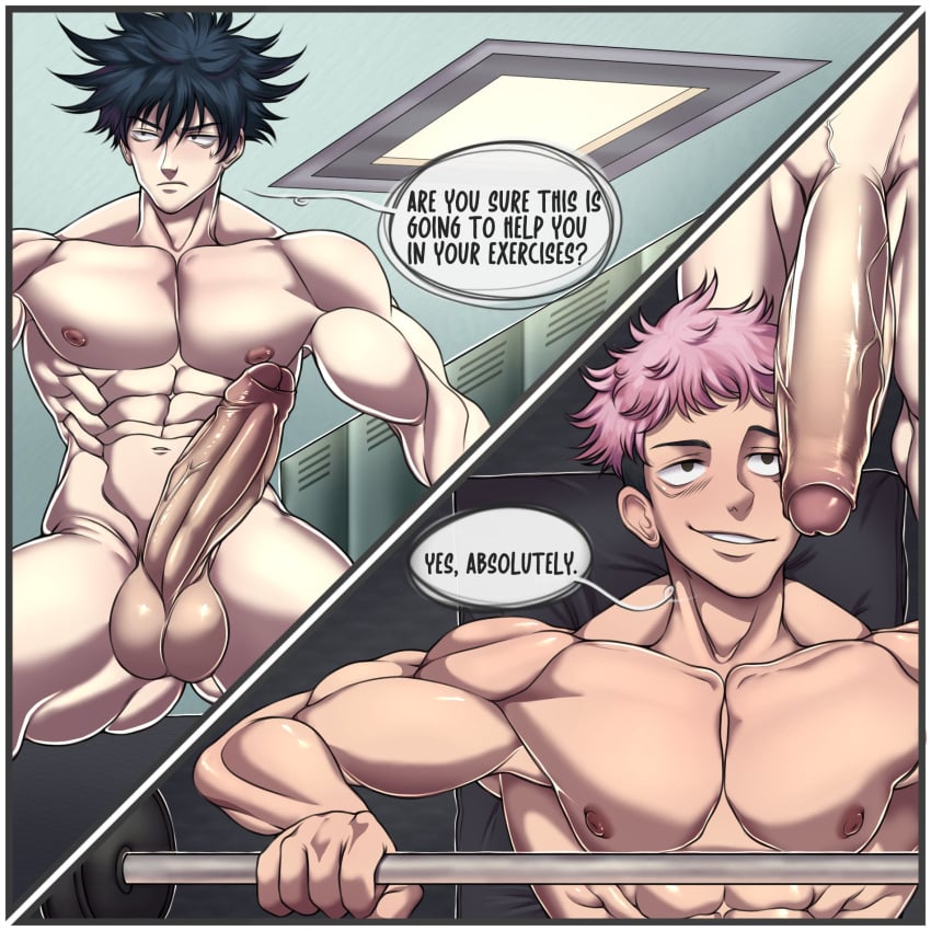 2boys big_penis fushiguro_megumi gay huge_cock itadori_yuuji jfb16 jujutsu_kaisen muscular muscular_male tagme yaoi