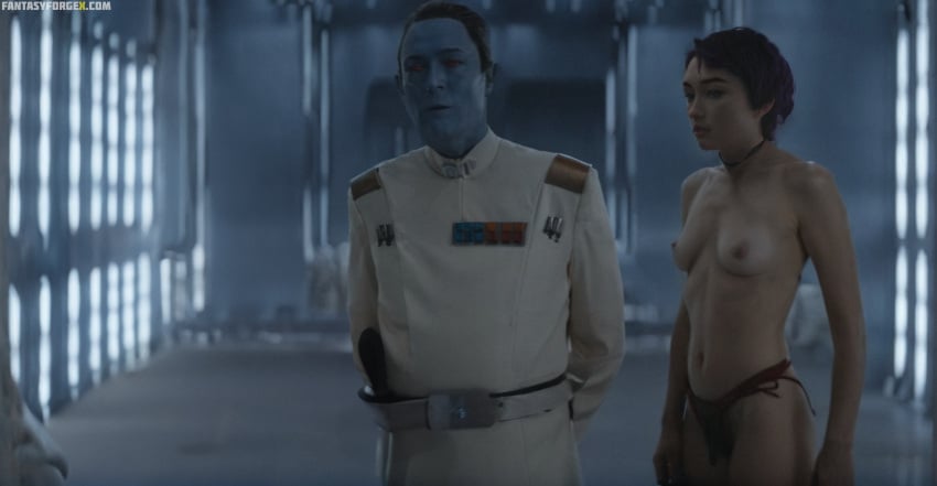 2d ai_generated alien alien_boy arms_behind_back authority background belt blue_body breasts capture captured captured_heroine celebrity defeated defeated_heroine exotic exposed female grand_admiral_thrawn hangar human military military_uniform naked nipples nude nude_female nudity panties photorealistic sabine_wren science_fiction small_breasts spacecraft standing star_wars star_wars:_ahsoka underwear uniform upset vehicle vehicle_interior