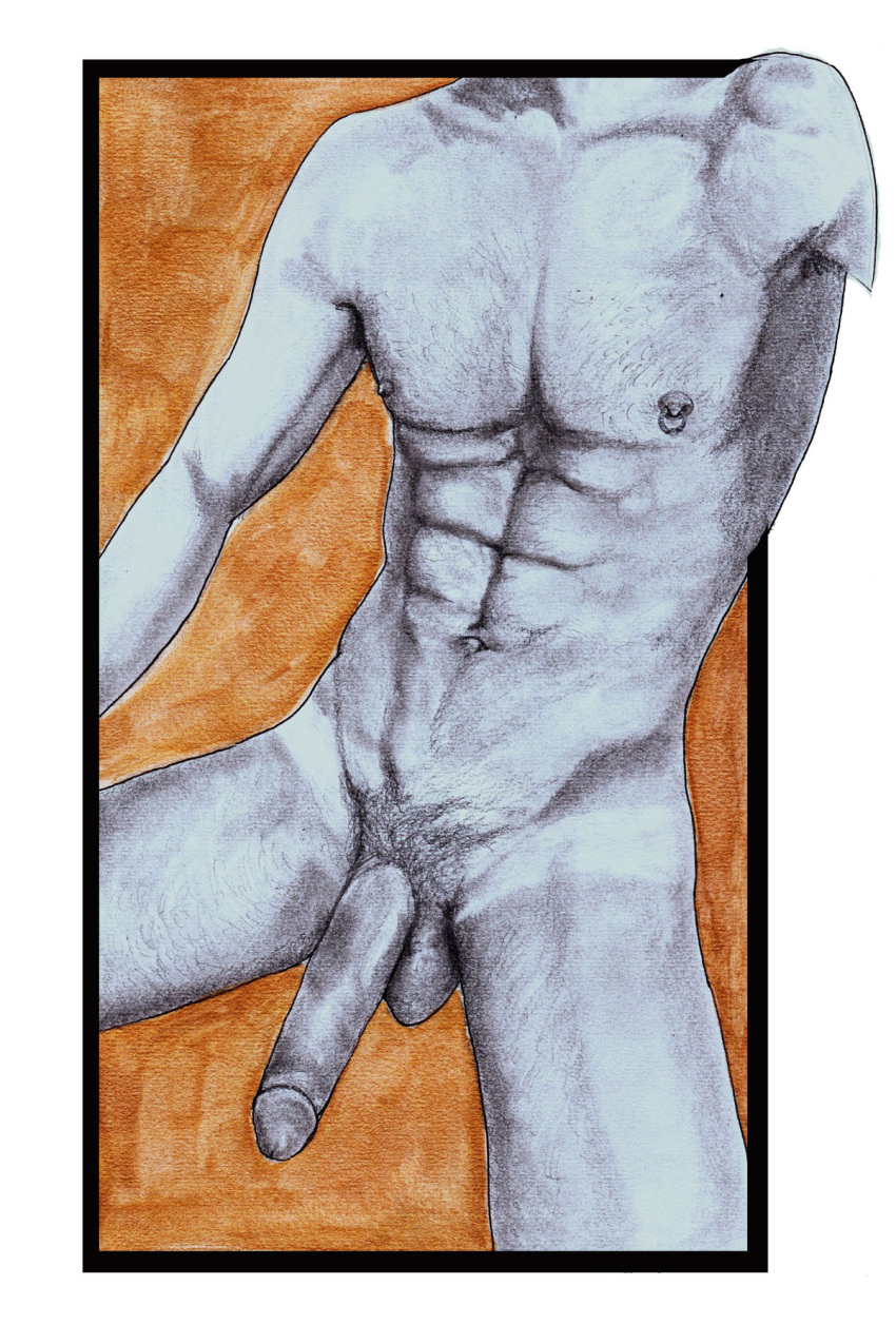 bed_buddy big_penis cock cock_out dick fit_male gay gay_male hand_drawn hard_on muscular muscular_male naked naked_male pencil pencil_(artwork) pencil_sketch pierced_nipples piercing sitting sketches_by_adab