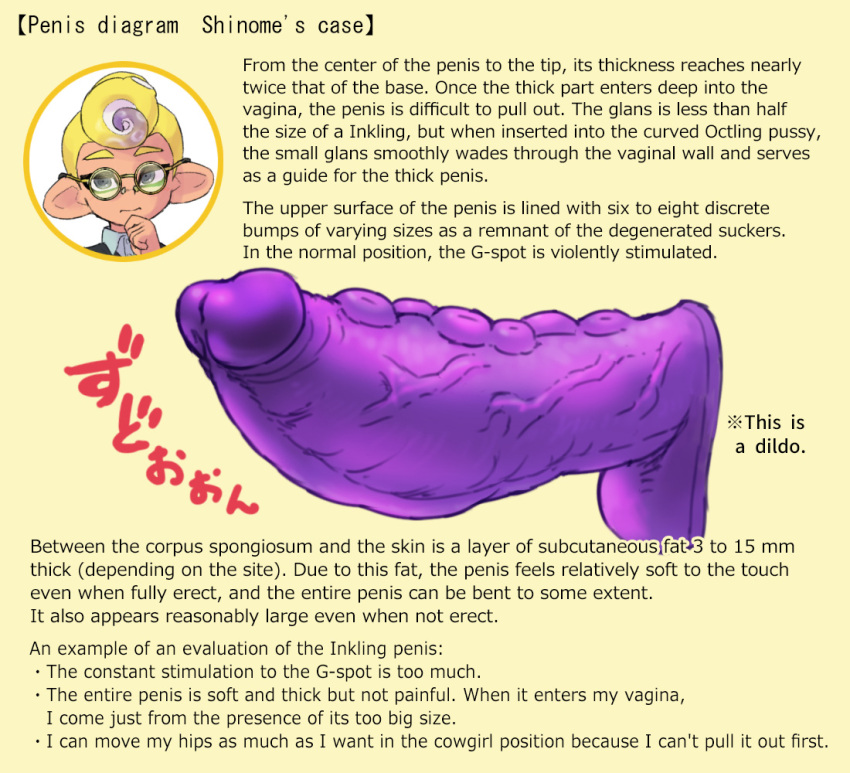 1boy diagram dildo english_text ikachangenema male male_focus male_only octoling octoling_boy octoling_penis penis penis_diagram shinome_(ikachangenema) splatoon splatoon_3 suckers suction_cup