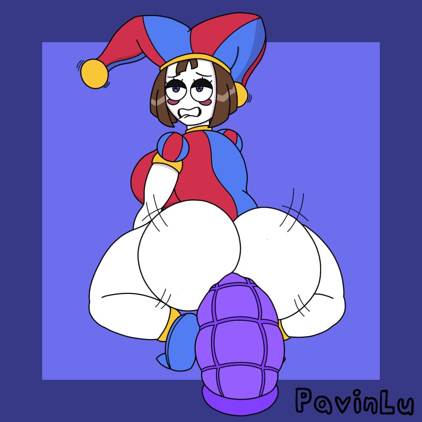 1girls 2023 2d 2d_(artwork) 2d_artwork big_ass big_breasts big_butt brown_hair clothing curvy_body dildo dildo_in_ass dildo_sitting eye_roll female female_only glitch_productions gooseworx horny_female it'll_never_fit jester jester_cap jester_costume jester_girl jester_hat jester_outfit masturbation mostly_clothed pavinlu pomni pomni_(the_amazing_digital_circus) sex_toy short_hair solo the_amazing_digital_circus thick_thighs thunder_thighs white_body white_skin