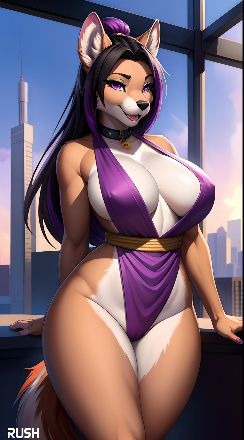 ai_generated animal_ears animal_humanoid anthro ass big_ass big_breasts cute female female_only furry furry_ass furry_breasts furry_ears furry_female furry_only furry_tail hyena hyenaloverai mai_shiranui_furry mammal seductive stable_diffusion