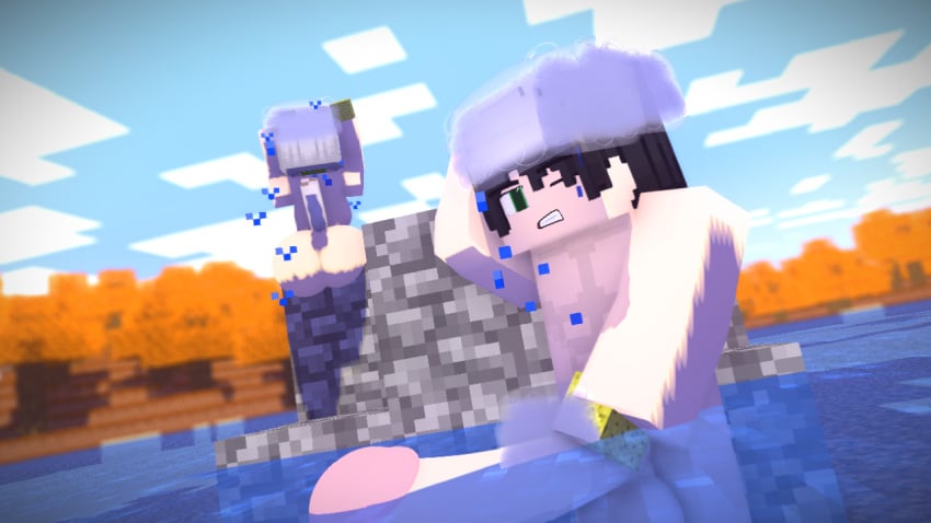 1boy 1boy1girl 1girls ass autumn big_ass big_breasts big_butt big_penis forest lucy_the_wolf male_focus mine-imator minecraft mystic100 mystic_(mystic100) naked naked_female naked_male pale_wolf_(minecraft) penis showering skinny_dipping water wolf_(minecraft)