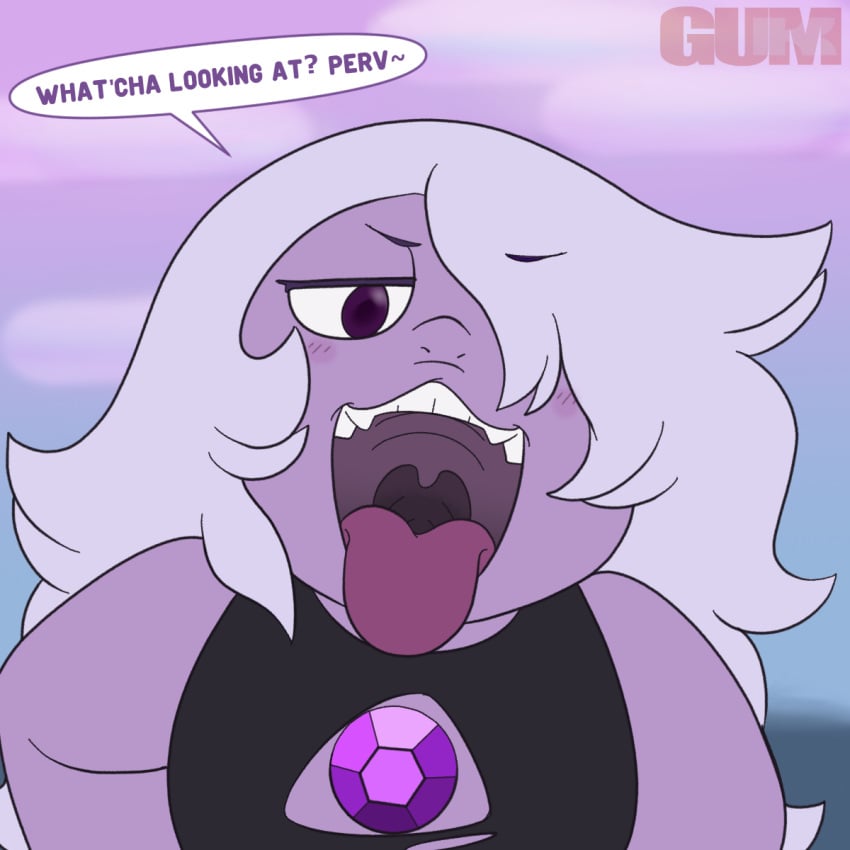 1girls amethyst_(steven_universe) bee-blues blush fries mawshot mouth_fetish mouth_open mouth_shot open_mouth pov presenting_mouth solo steven_universe throat tongue tongue_out uvula