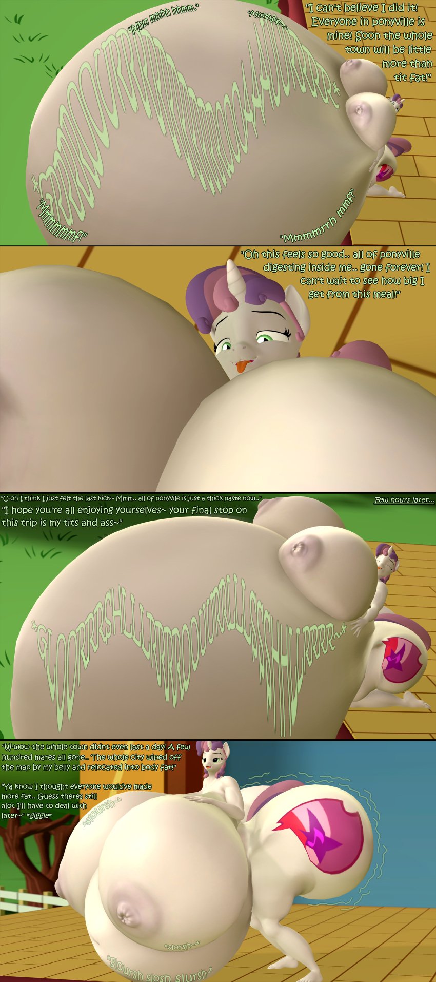 3d_(artwork) absurd_res after_vore aged_up anthro anthro_pred anthrofied ass ass_expansion belly big_belly big_breasts big_butt breast_expansion breasts butt_expansion comic coriponer dialogue digestion digestion_noises digital_media_(artwork) english_text equid equine expansion fatal_vore female female_pred friendship_is_magic hair hasbro hi_res holding_belly horn huge_breasts huge_butt hyper hyper_belly hyper_breasts hyper_butt kneeling looking_at_breasts mammal mass_vore muffled my_little_pony oral_vore outside purple_hair rapid_digestion same_size_vore sloshing_belly sloshing_breasts source_filmmaker sweetie_belle_(mlp) talking_to_prey talking_to_self text third-party_edit time_skip tongue tongue_out unicorn vore white_body willing_prey willing_vore