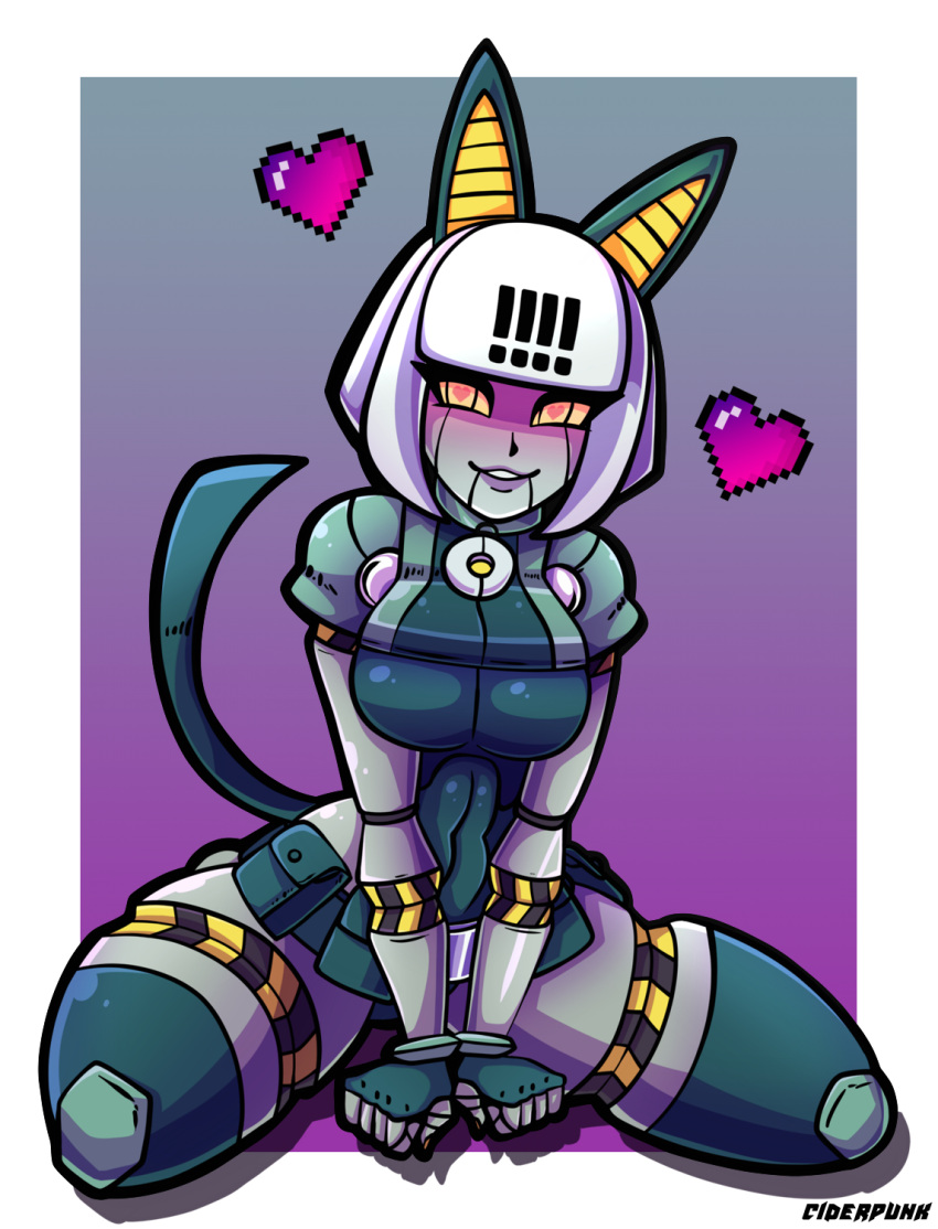 blush ciderpunk female heart heart-shaped_pupils looking_at_viewer robo-fortune robot robot_girl skullgirls video_games