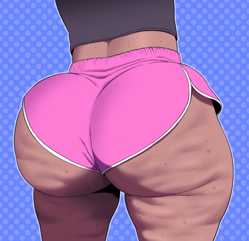 1girls ass ass_focus big_ass booty_shorts butt cellulite clothed clothing d-art dark_skin female female_only hi_res huge_ass katara pink_shorts solo solo_female thick_thighs wide_hips